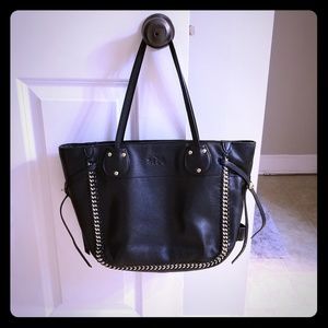 Coach Black Tote Bag with Silver Accents